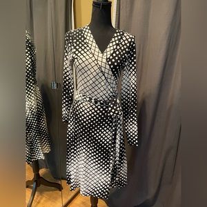 Optical graphic wrap dress from Banana Republic